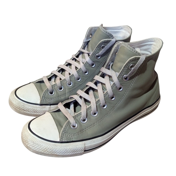 Converse Chuck Taylor All Star Leather High-Top Sneaker Sage Green Size 9 Unisex - Picture 2 of 7